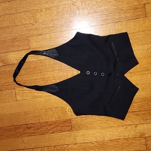 Striped vest with leather halter